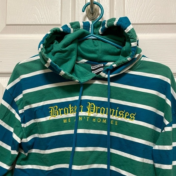 Zumiez | Broken Promises | “We Ain’t Homies”| Green/Blue |Crop Hoodie| Size M - Picture 2 of 16